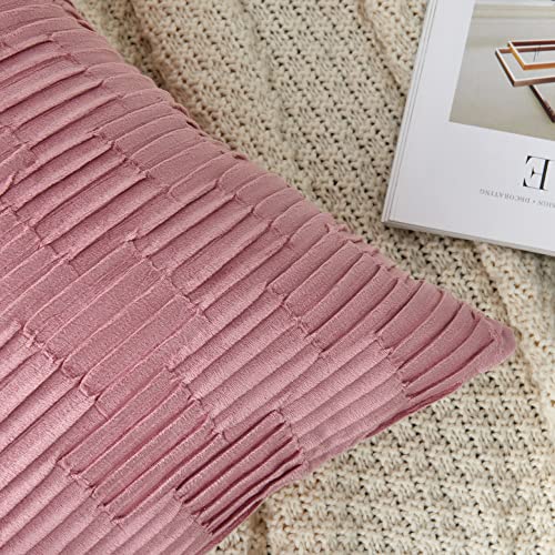 Etasop Velvet Throw Pillow Covers 18 "X18 Set Of 2 Texture Cushion Covers For Luxurious Home Decoration, Super Soft Cozy Square Pillowcase (18X18, Pink) #TOP3