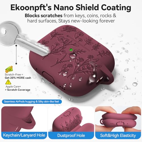 Image of for Airpods Pro 3 Case, Flower Engraved Cases for Apple AirPods Pro 3rd Generation 2025, Soft Silicone Cover for Men Women Girly with Cleaning Kit & Keychain, Anti-Scratch, Shockproof