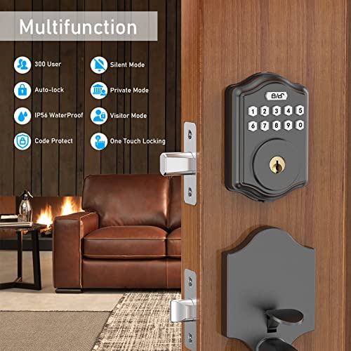 Guarder Keyless Entry Door Lock, Smart Deadbolt With Keypad Code/Key, Deadbolt Smart Lock With 300 User,Ip 56 Waterproof Front Door Lock Easy To Install For Home Front Door Security #TOP1