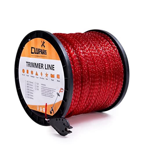 Cluparis 3-Pound String Trimmer Line .095-inch, Spiral Twist Trimmer Line .095-Inch-by-925-ft String Trimmer Line in Spool – Fits Most Trimmer Types, Nylon Spiral Twist Weed Eater String Donut (Red)