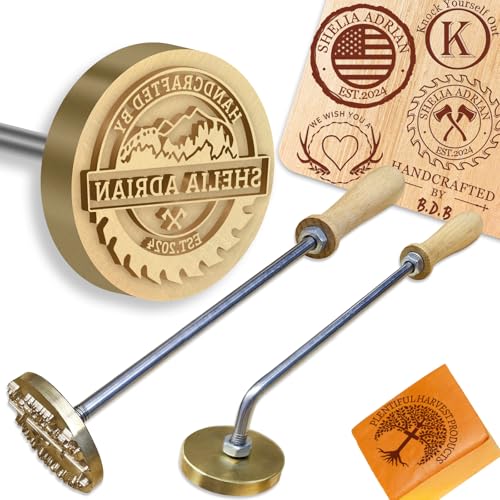MOUZYLCASE Custom Wood Branding Iron Personalized Logo Metal Branding Iron for Wood Burning Stamp Leather Meat, Handcrafted Design Weddings Personalized Gifts, Flame Heated(1-3inch)