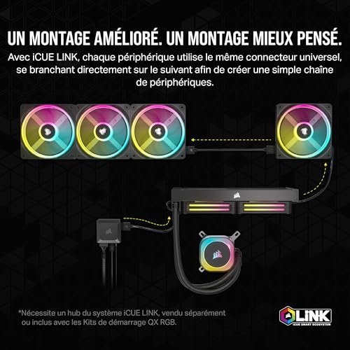 Corsair iCUE Link QX140 RGB à Dôme Magnétique de 140mm Ventilateur - Blanc