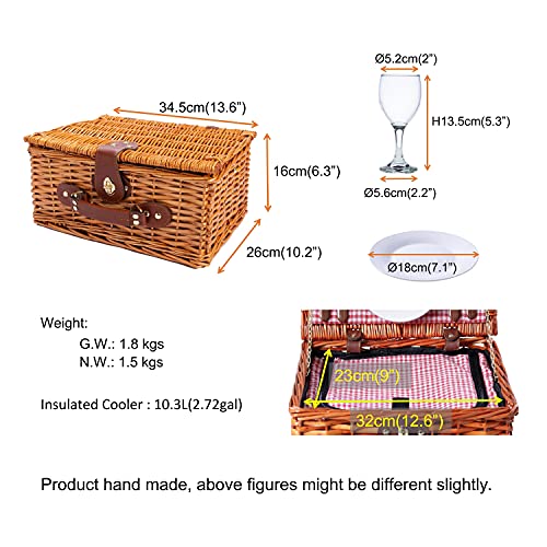 eGenuss-Cesta-de-Mimbre-para-Picnic-2-Personas-con-Cubiertos-de-Acero-Inoxidable-refrigerador-Copas-de-Vino-y-Platos-en-ceramica 51FG15UqNLL