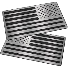 2 Pack Embossed 3D Metal All Black American Flag Emblem Decal Stickers, Matte Black Bumper Stickers Compatible with Jeep, Trucks, RV, SUV and More-Silver