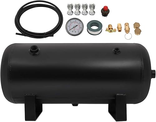 STAYTOP Tanque de compresor de aire de 8 puertos de 5 galones (18 litros), repuesto de 151 PSI para suspensión de aire de coche, bocina de tren