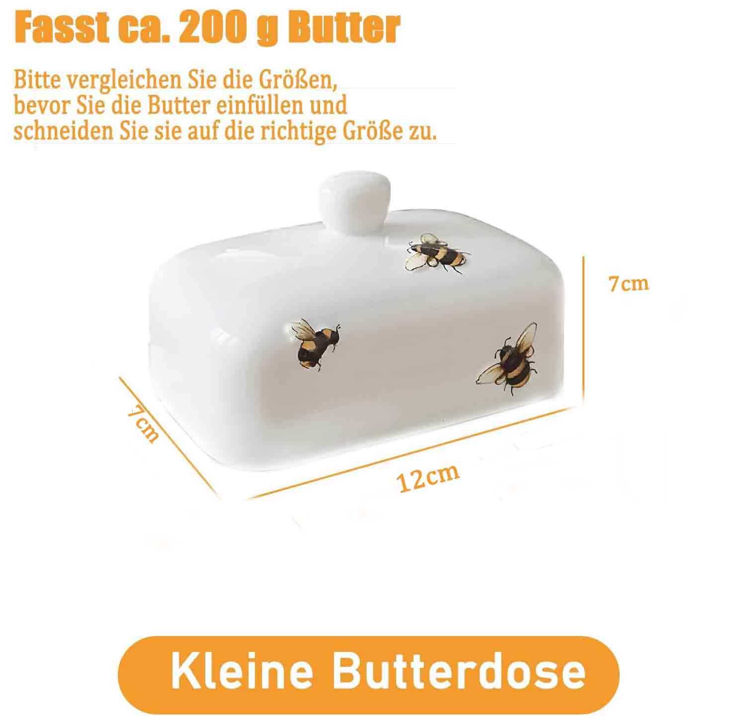 ceramiczna, 1 sztuka, porcelanowa maselniczka z uchwytem, biała puszka na masło z ceramiki o grubych ściankach, nadaje się do mycia w zmywarce (biała, 2)