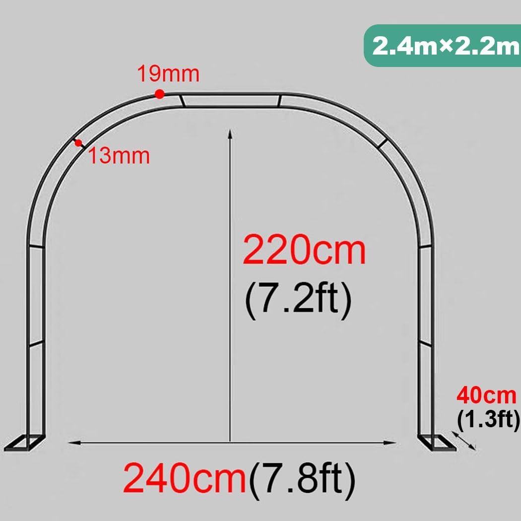 Metalowa kratka ogrodowa do roślin pnących – 2,4 m biały łuk do użytku na zewnątrz / wewnątrz DIY wsparcie na wesela i ceremonie, idealna do dekoracji ogrodu i wsparcia roślin.