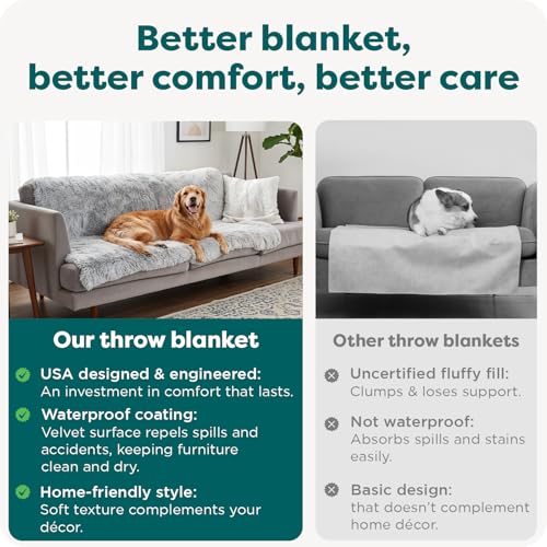 Image of Furhaven Waterproof Throw Blanket for Dogs & Indoor Cats, Reversible Protective Pet Blanket, Extra Large, Long Faux Fur & Velvet, Driftwood