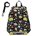 Fustylead Cartoon-Sonnensystem Mini-Rucksack für Vorschule, Kindergarten, elementar, mit verstellbaren, gepolsterten Trägern und kleiner Kleinkindleine, Schwarz , Einheitsgröße