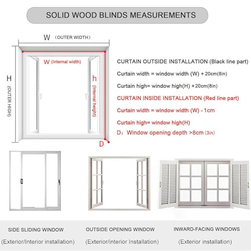 Cortinas de madera maciza premium con láminas de 50 mm y contraventanas estéticas ajustables 6