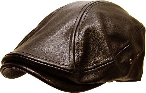KBW-312 BRN L/XL PU Leather Classic Ascot Ivy Newsboy Hat