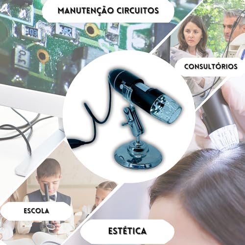 Microscópio Digital Profissional Usb 1600x Marca MKS + Adaptador OTG Micro USB para Celular c/Lente