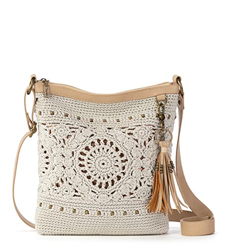 The Sak Lucia Crossbody Bag In Crochet, Convertible Purse With Adjustable Shoulder Strap, Natural Medallion #TOP5