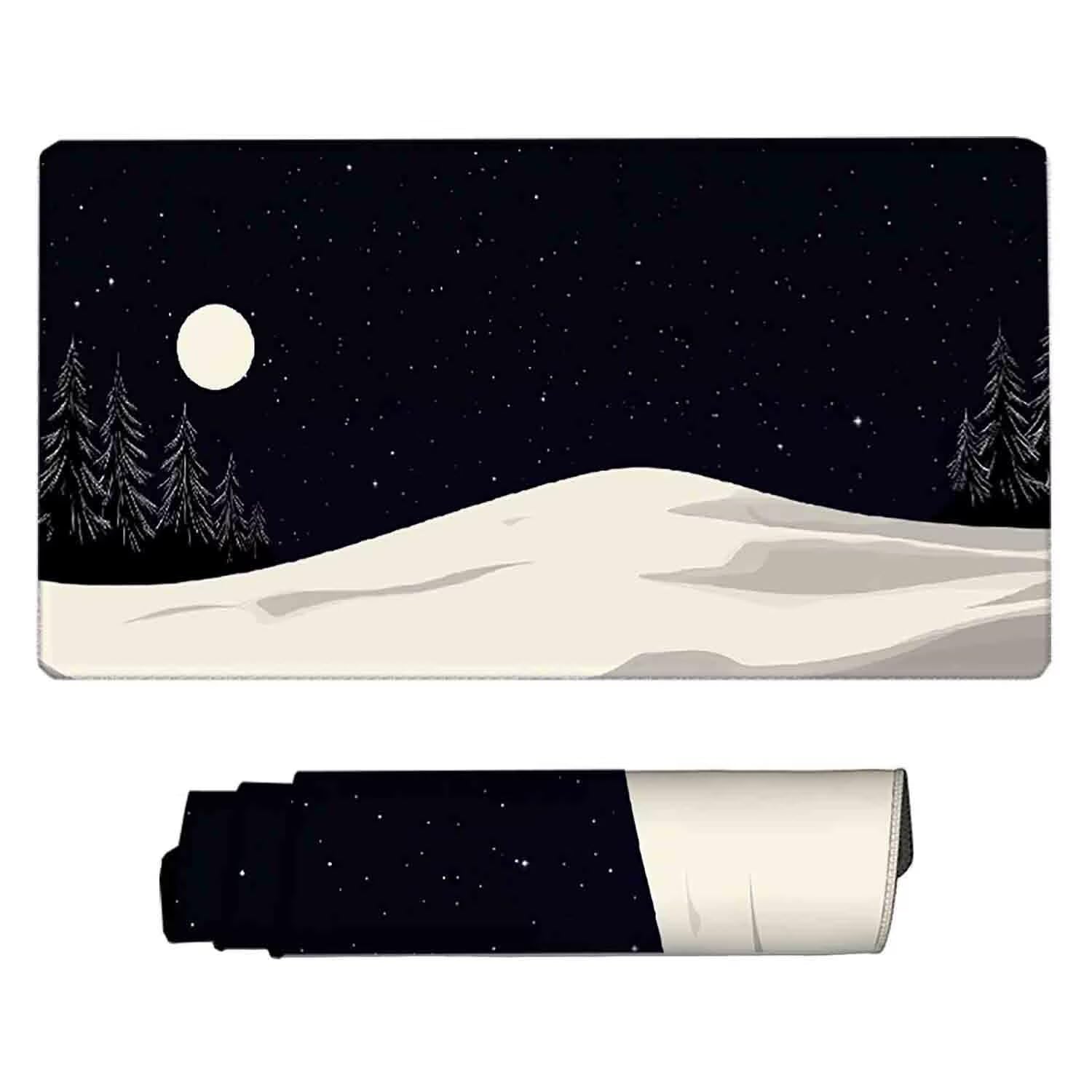 Podkładka pod mysz do gier, czarna, podkładka pod mysz z krajobrazem XXL, 1200 x 600 mm, mata biurowa z przeszytymi krawędziami, antypoślizgowa, do biura, nauki, gier, akcesoriów biurowych, dekoracji