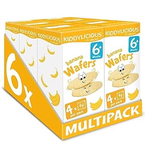 Kiddylicious Banana Mini Wafers – Gluten and Dairy Free Kids Snack – Suitable for 6+ Months – 6 x 4 Twin Packs