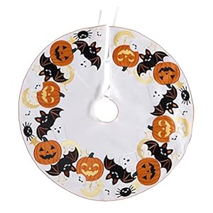 Halloween Christmas Tree Skirt 36 Inch Cutwork Embroidered Pumpkin Fall Thanksgiving Autumn Harvest Table Decorations for Party Holiday Dinner White Halloween Christmas Tree Skirt 36 Inch Cutwork Embroidered Pumpkin Fall Thanksgiving Autumn Harvest Table Decorations for Party Holiday Dinner White