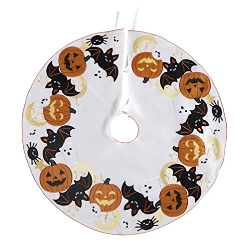 Halloween-Christmas-Tree-Skirt-36-Inch-Cutwork-Embroidered-Pumpkin-Fall-Thanksgiving-Autumn-Harvest-Table-Decorations-for-Party-Holiday-Dinner-White Halloween Christmas Tree Skirt 36 Inch Cutwork Embroidered Pumpkin Fall Thanksgiving Autumn Harvest Table Decorations for Party Holiday Dinner White