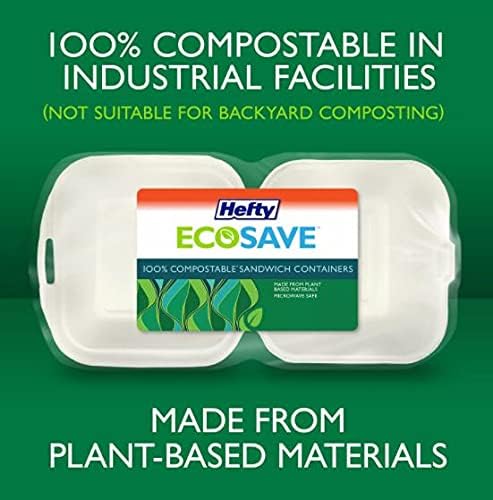 Miniatura 2 de Hefty ECOSAVE - Recipientes con tapa con bisagras de 1 compartimento, 9 x 9 pulgadas, 50 unidades (paquete de 2), 100 en total