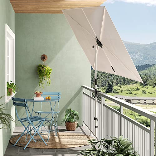 Grand patio Balcony Umbrella, JENA 6x4 FT Outdoor Umbrella, Rectangular Flat Canopy Versatile Patio Shade with 360 Degree Roating Knob for Deck Apartment, Beige image 1