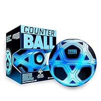 strikesphere Counter Ball, Fußballgeschenk für Jungen und Mädchen ab 6 Jahren: Zählball mit Licht- und Soundeffekten, weiß und blau