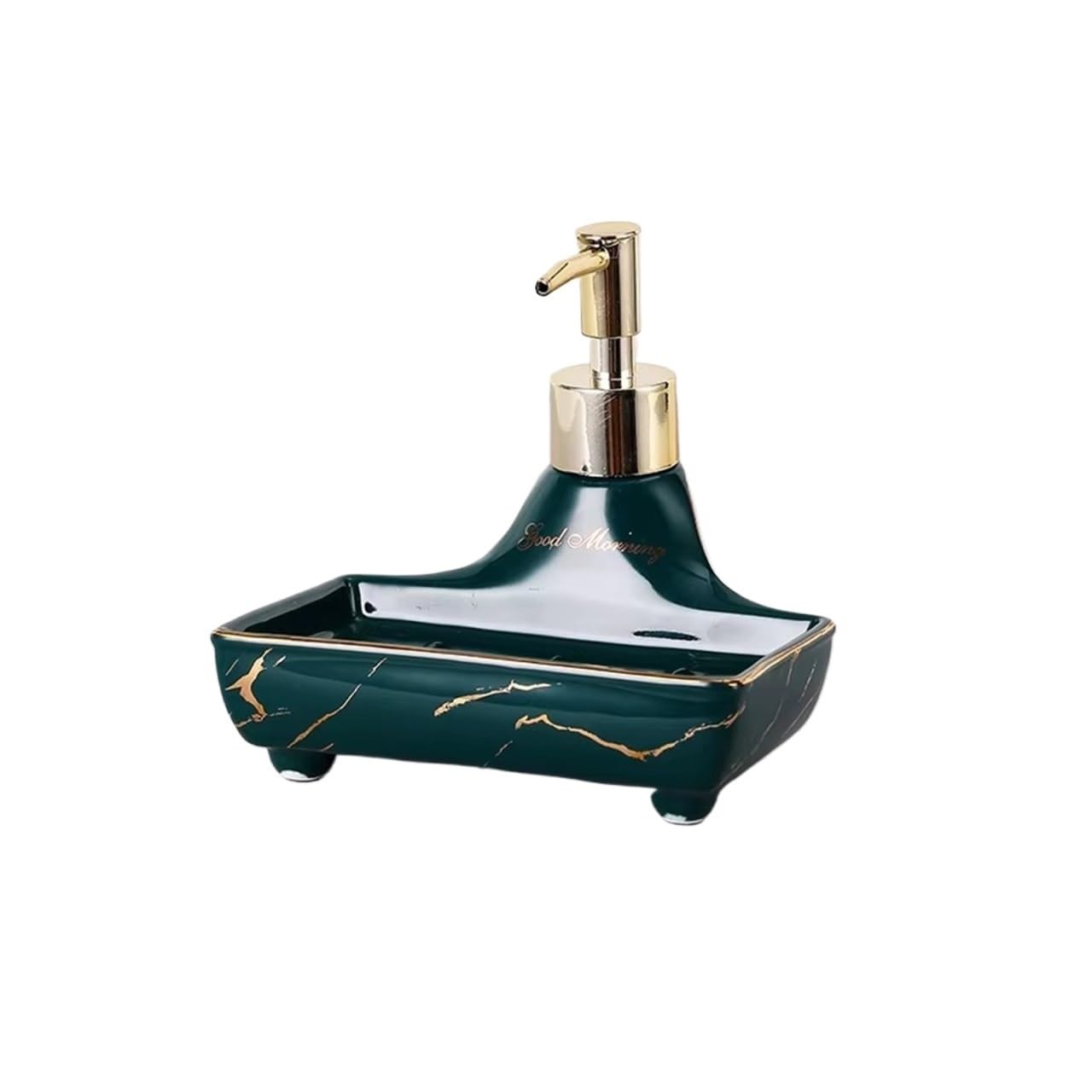 Yuue Green A Empty Barthroom And Dish Soap Box Ceramic Household Dishwasher Hand Press Bottle Lotion Dispenser Decor For Counter(Green A)