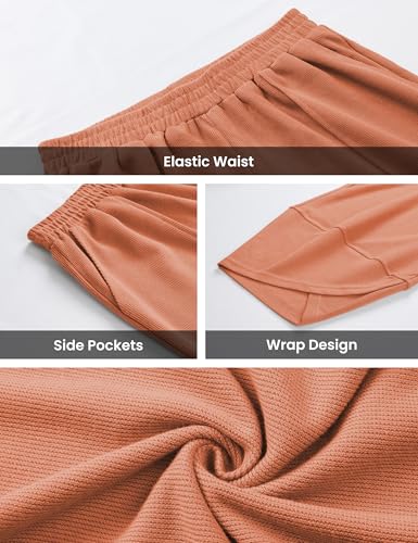 Image of Himosyber Women Cotton Pants Wide Leg Pants Casual Loose Baggy Elastic Waist Beach Palazzo Harem Pants