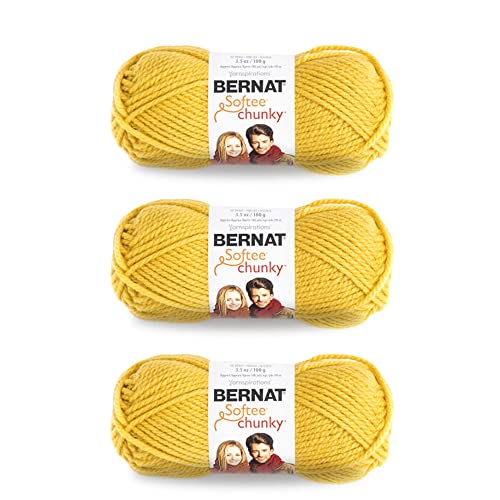 Image of Bernat Softee Chunky Glowing Gold Yarn - 3 Pack of 100g /3.5oz - Acrylic - 6 Super Bulky - 108 Yards - Knitting /Crochet