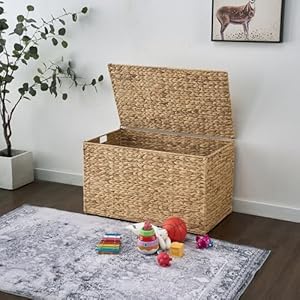   Water-Hyacinth-Storage-Basket-with-Lid-423-Gallon-160L-Blanket-Storage-Basket-with-Handles-Woven-Storage-Bin-Foldable-Metal-Frame-for-Bedroom-Laundry-Room-Natural