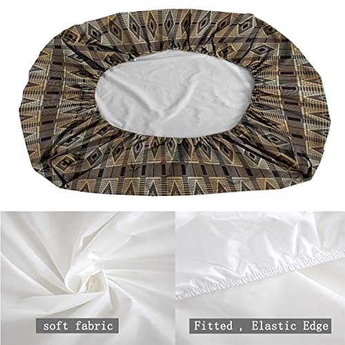 Art Deco Theme King Bedding Fitted Sheet,Castellated Diamonds Pattern,Decorative Printed 3 Piece Bedding Decor Set,Super Soft Breathable Comfortable Fitted Bed Sheets(Dark Brown) #TOP4