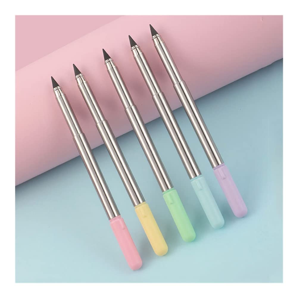 Bleistifte, 1 Stück, 0,5 mm, einziehbarer, ewiger Bleistift, Mini-Metallstift, tintenfrei, unbegrenztes Schreiben, kreativer Signaturstift, sanftes Schreiben (Lila) (Grün)