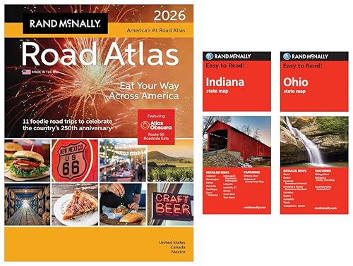 2026 Road Atlas with Easy to Read Indiana & Ohio State Maps