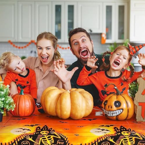 Gruselige Halloween Skelett Tischdecke, 137 x 274 cm - Einweg, für Party & Zu Hause