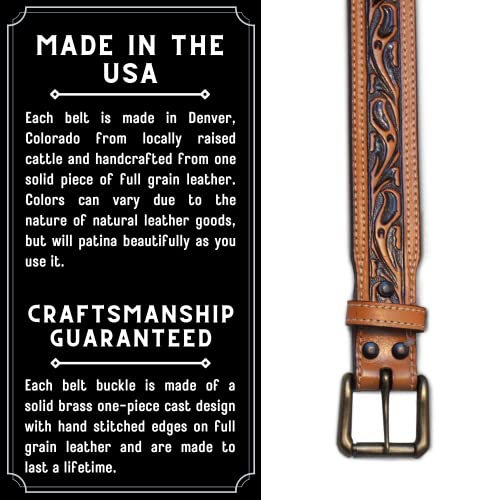 R.G. BULLCO Men's 1-1/2" to 1-3/4" Genuine Premium Real Full Grain Leather Tapered Belt w. Double Edge Stitch3