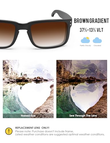 Image of BLAZERBUCK Anti-salt Replacement Lenses for Oakley Holbrook XL OO9417, Anti-Scratch, Impact Resistant & Perfectly Fit - Brown Gradient