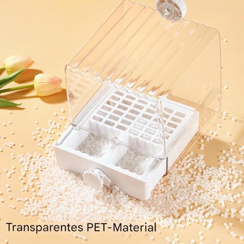 Soporte de alimentos transparente que evita salpicaduras en jaulas de loros 6