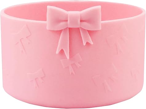 HIUSITY Bow Silicone Boot for Stanley Quencher Tumbler H2.0 30oz 40oz & IceFlow 20oz 30oz& Owala 24oz& Hydro Flask Water Bottle 12-24 oz Protective Bottom Sleeve Cover for Stanley Cup Accessories-Pink