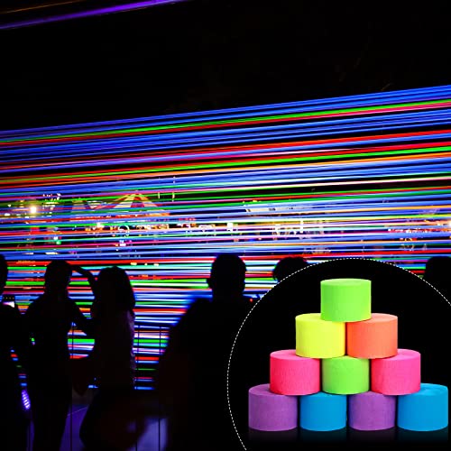 12 Rolls Crepe Paper Streamers Neon, Mint Green Pink Paper Streamers Backdrop Hanging Decoration For Wedding, Birthday, Neon Party, Fiesta Party, Prom Dance, Party Photography (Bright Colors) #TOP6