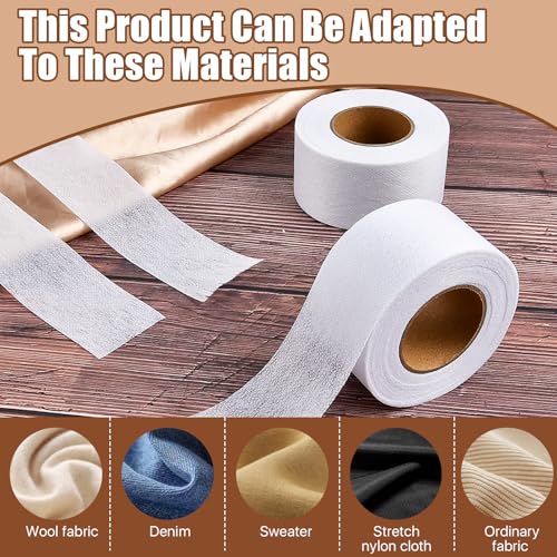 Lainballow 8 Rolls Fusible Batting Tape, 1.5 Inches × 20 Yards Batting Seam Tape for Quilting, Adhesive Heat Press Fusible Sheer Tape, Fabric Fusing Tape for Art Quitting Batting Sewing
