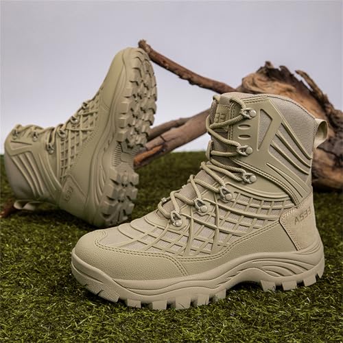 Men's Mid Top Military Tactical Boots Lightweight Non Slip Outdoor Hiking Jungle Army Desert Combat Work Motorcycle Combat Hunting Booties2
