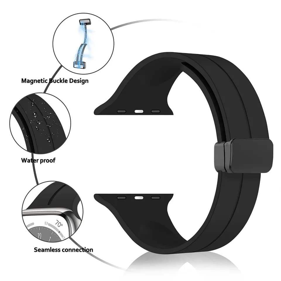 Image of Printme Silicone Sport Band Compatible with Apple Watch 38mm 40mm 41mm 42 mm 44 mm 45 mm 49 mm, Magnetic Clasp Adjustable Strap Compatible for iWatch Series SE Series 1-8