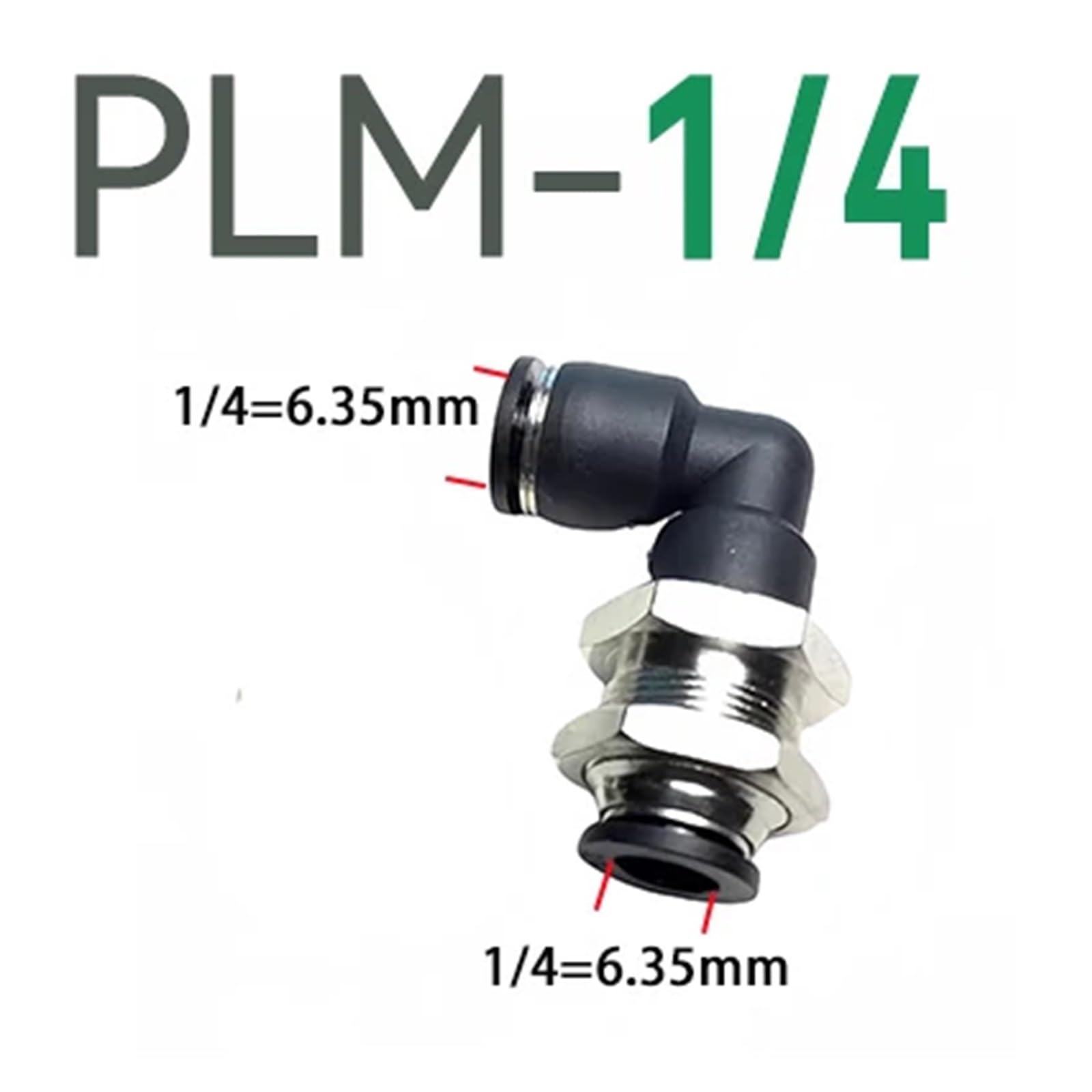 PM PLM paratia gomito diritto attraverso piastra connettore rapido pneumatico tubo PMM pollici 5/32 "1/4" 5/16 "3/8" 1/2 "PU tubo aria (PLM-1l4)