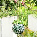 Chonsun Ceramic Hanging Planter Mosaic Hanging Flower Pot Small Plant Pot for Indoor Plant Disco Ball Planter with Drainage