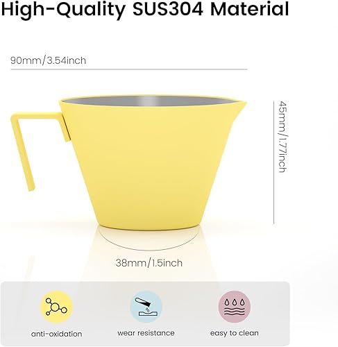 Miniatura 5 de MHW-3BOMBER Taza medidora de café expreso con asa taza de vertido de acero inoxidable de 3 onzas con báscula de cocina accesorios de espresso blanco