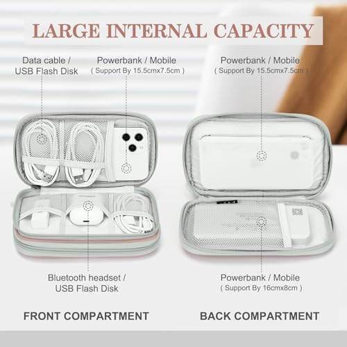 Image of FYY Electronic Organizer, Travel Cable Organizer Bag Pouch Electronic Accessories Carry Case Portable Waterproof Double Layers All-in-One Storage Bag for Cable, Cord, Charger, Phone, Pink Pattern
