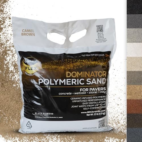10 Pound Camel Brown DOMINATOR Polymeric Sand with Revolutionary Ceramic Flex Technology for Stabilizing Paver Joints/Gaps, 1/8” up to 4”, Professional Grade Results