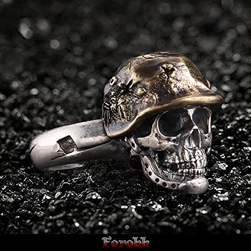 Image of Skull Ring 925 Sterling Silver Handcrafted Gothic Rock Punk Diablo Vintage Cocktail Party Biker Retro [Soldier 60011]
