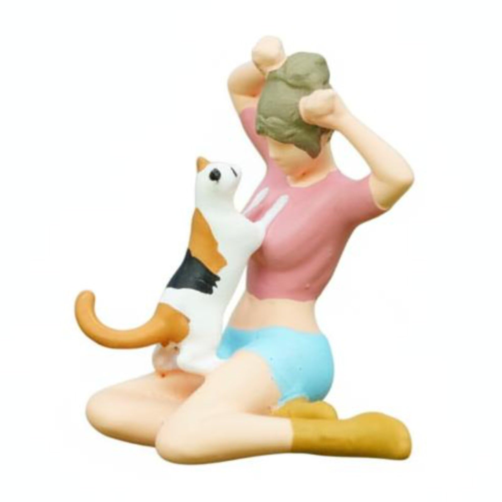 Figurine personnage femme et chat pour amateur de miniature