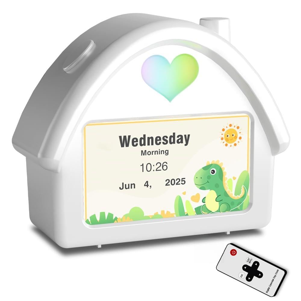Reloj despertador digital con pantalla HD de 4.3 pulgadas, calendario, cuenta regresiva, iluminación ambiental, función de ruido blanco, perfecto para niños con control remoto y función de