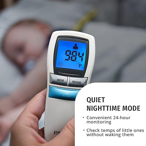 Miniatura 4 de HoMedics Termómetro infrarrojo sin tacto, lecturas fiables y precisas de temperatura corporal, resultados ultrarrápidos, pantalla digital para