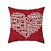 Lieson Housse Coussin 45x45, Taie d'oreiller Rouge Taies d'oreiller Décoratives Coeur avec des Mots Anglais, Polyester